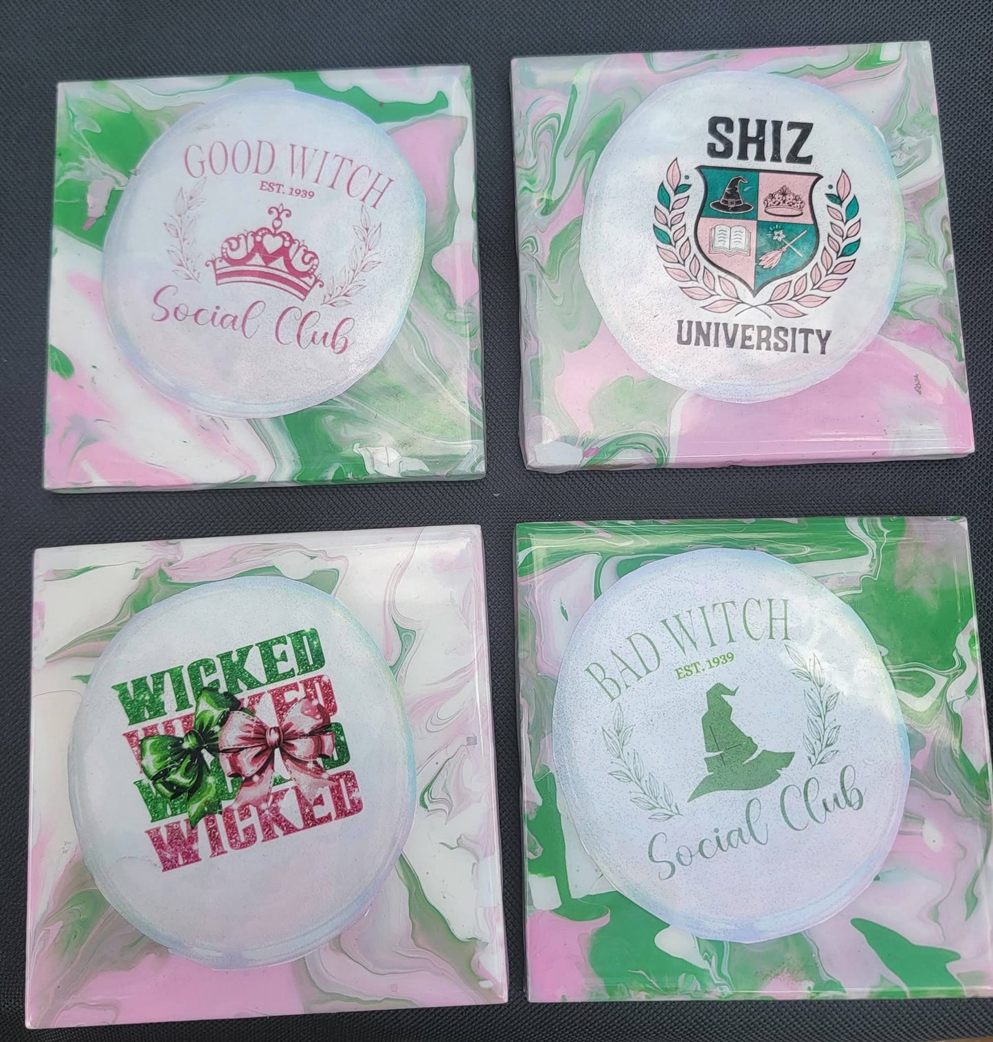 Pink & Green Coaster set